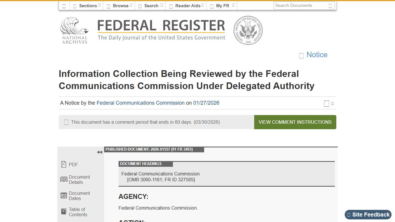 Federal Register :: Information Collection Being Reviewed by the Federal Communications Commission Under Delegated Authority